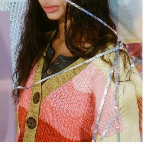 Turner Ribbed Button-Down Boho Hipster Hippie Art Deco Hip Farm Sweater Cardigan - Picture 2 of 5